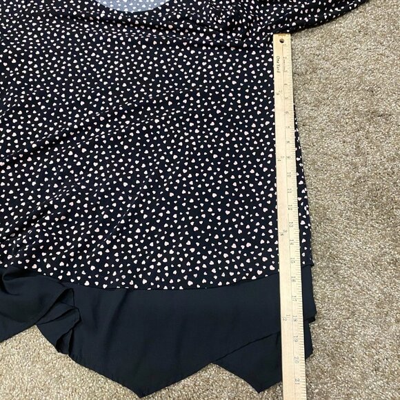Adrianna Papell Heart Print Tunic Shirt Top Women's 1X Black Romance Valentines - Picture 8 of 12